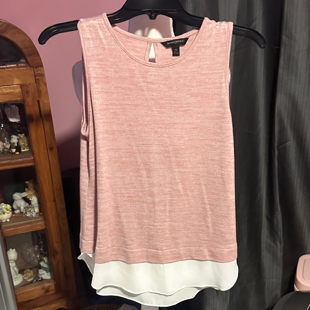 Banana Republic Pink and White Tank Top